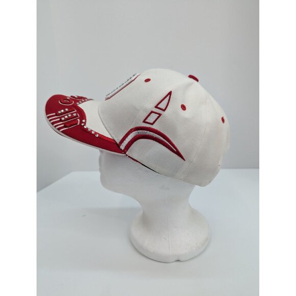 Ohio State Buckeyes White and Red with Bling Adjustable Strap Back Cap Hat - Picture 3 of 8